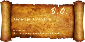 Baranya Orsolya névjegykártya